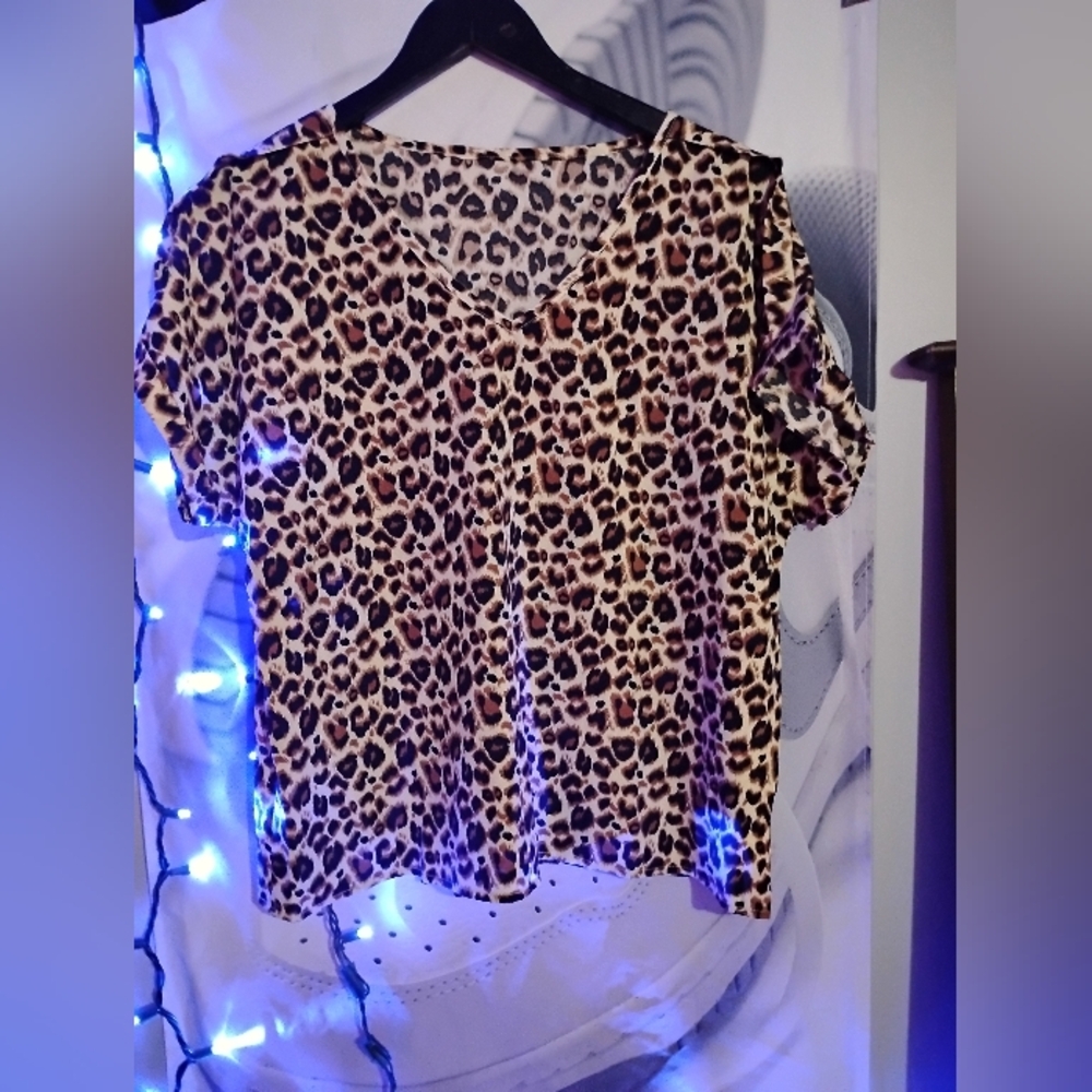 SHEIN Leopard Print Blouse - Brown and Black